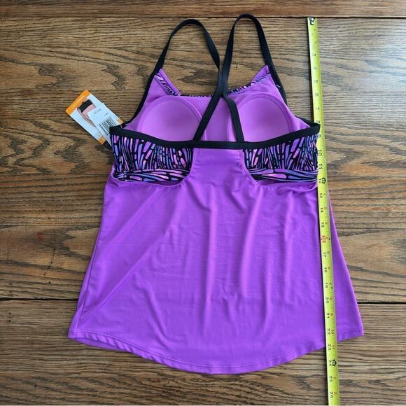 New Zero Xposur Keyhole 2-in-1 Tankini Swim Top‎ Purple UPF 30+ Sun Smart Size S - Picture 2 of 8